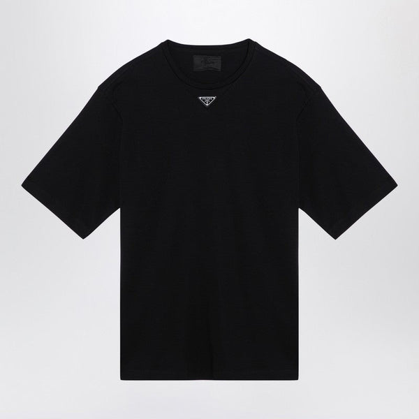 T-shirt noir Prada avec logo triangle
